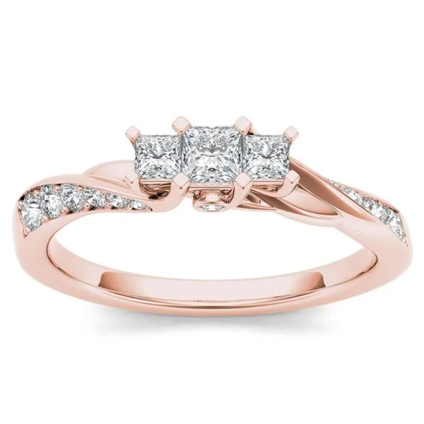 De Couer 10k Rose Gold 1/2ct TDW Diamond Three-Stone Anniversary Ring