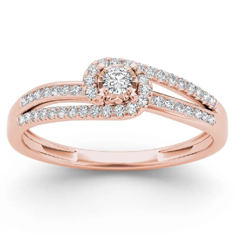 De Couer 10k Rose Gold 1/5ct TDW Diamond Bypass Promise Ring