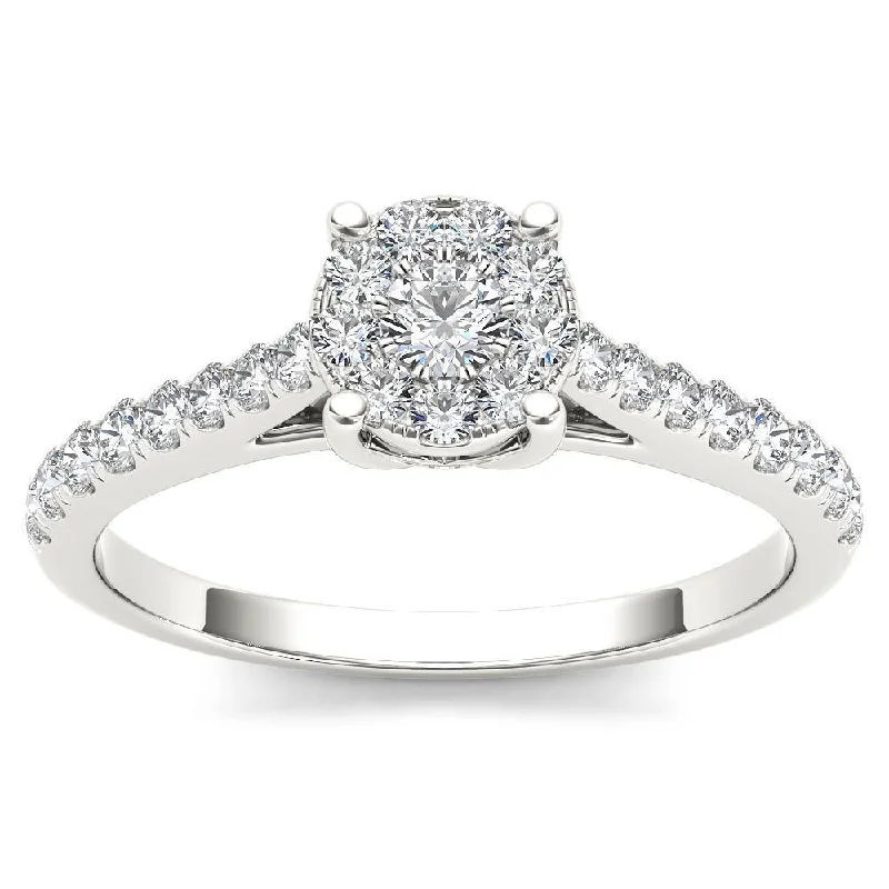 De Couer 10k White Gold 1/2ct TDW Diamond Cluster Ring