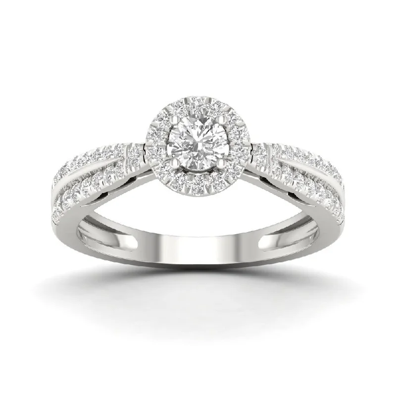 De Couer 10k White Gold 1/2ct TDW Diamond Halo Ring