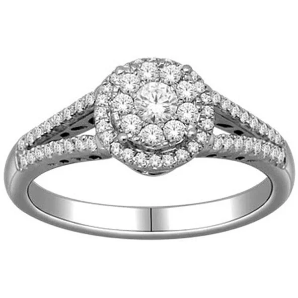 De Couer 10k White Gold 1/2ct TDW Round Multi Stone Diamond Ring