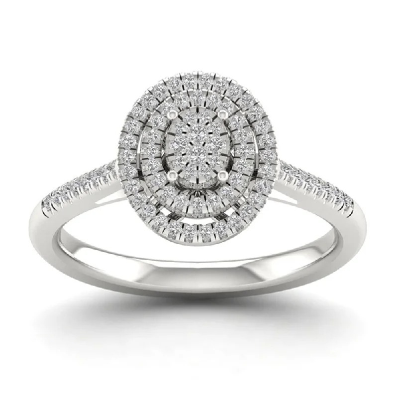 De Couer 10k White Gold 1/4ct TDW Diamond Cluster Ring