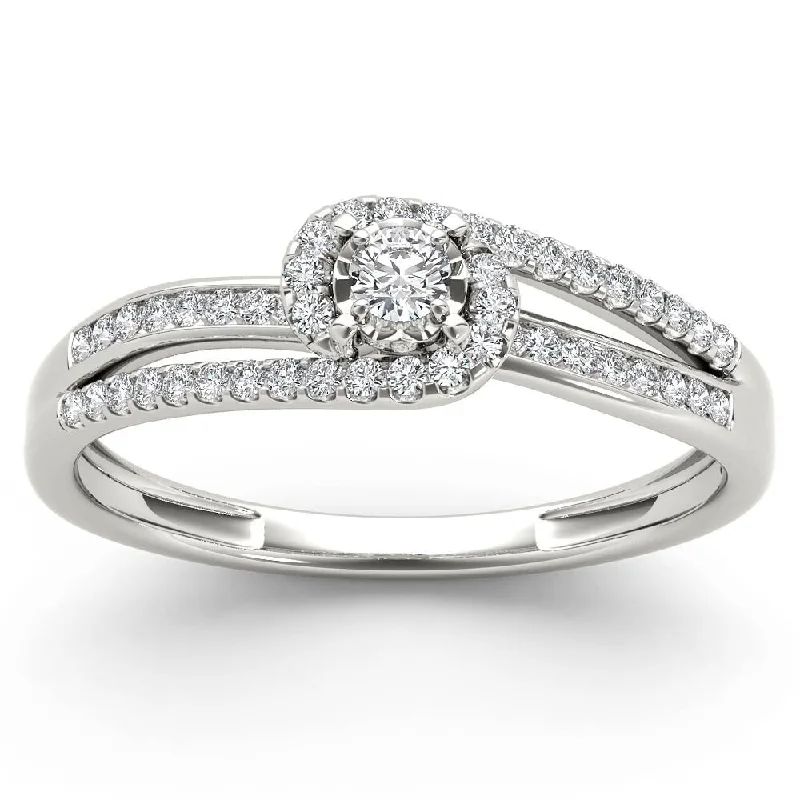 De Couer 10k White Gold 1/5ct TDW Diamond Bypass Promise Ring