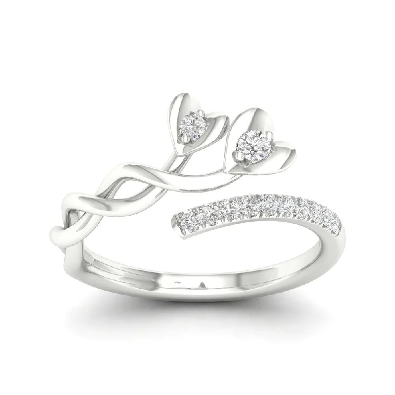 De Couer 10k White Gold 1/6ct TDW Diamond Heart Promise Ring