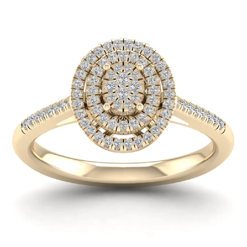 De Couer 10k Yellow Gold 1/4ct TDW Diamond Cluster Ring