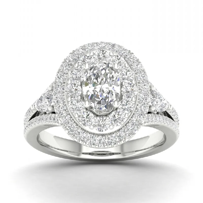 De Couer 14k Gold 1 1/2ct TDW Diamond Halo Ring