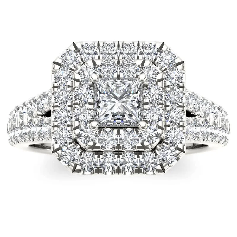 De Couer 14k White Gold 1 1/2ct TDW Diamond Halo Ring