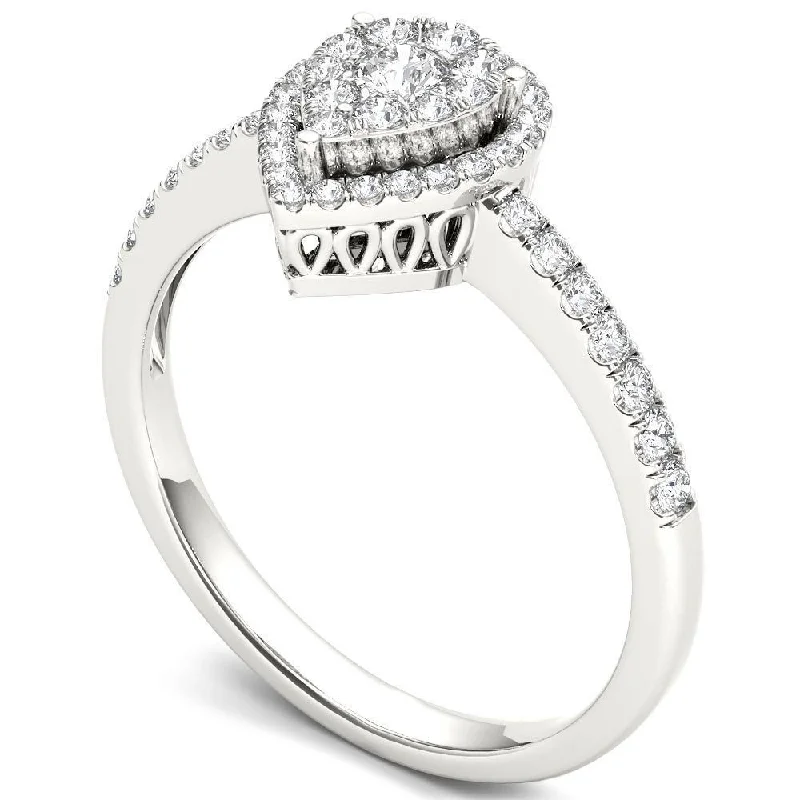 De Couer 14k White Gold 1/2ct TDW Diamond Halo Ring