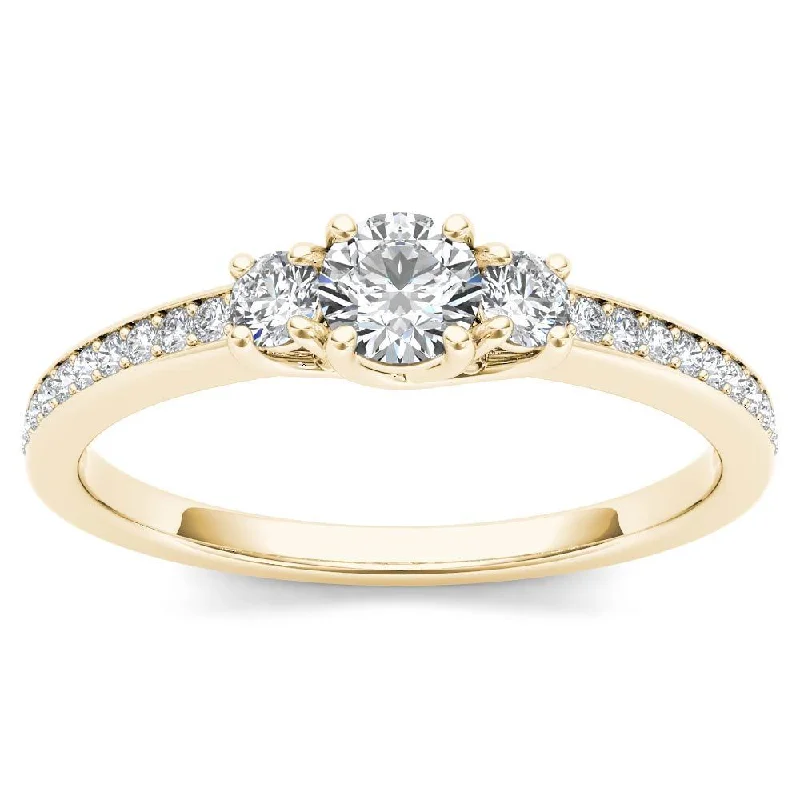 De Couer 14k Yellow Gold 1/2ct TDW Diamond Three-Stone Anniversary Ring