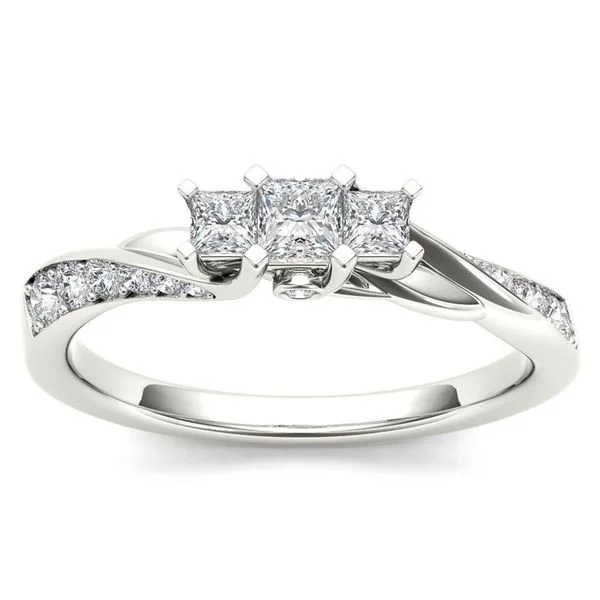 De Couer IGI Certified 10k White Gold 1/2ct TDW Diamond Three-Stone Anniversary Ring