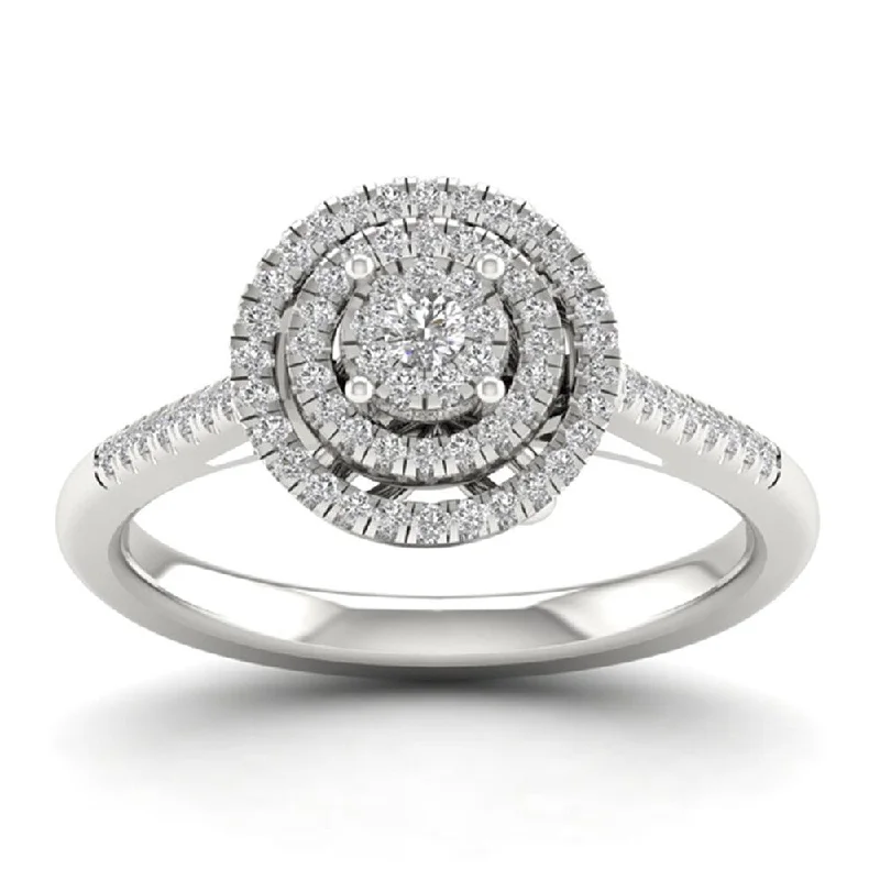 De Couer IGI Certified 10k White Gold 1/4ct TDW Diamond Cluster Ring