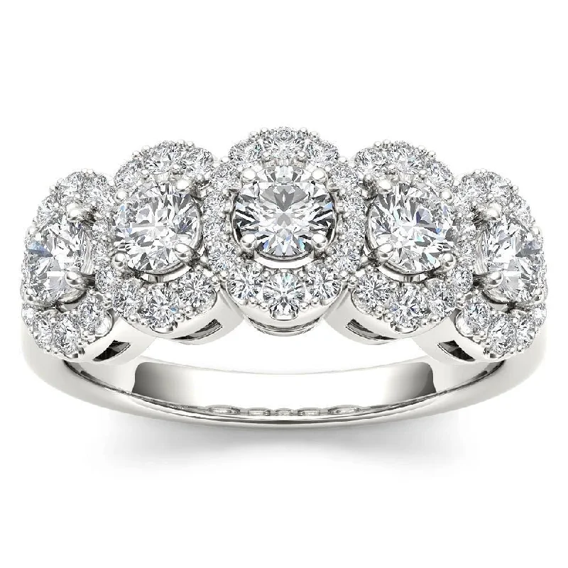 De Couer IGI Certified 14k White Gold 1 1/10 ct TDW Diamond Halo Ring