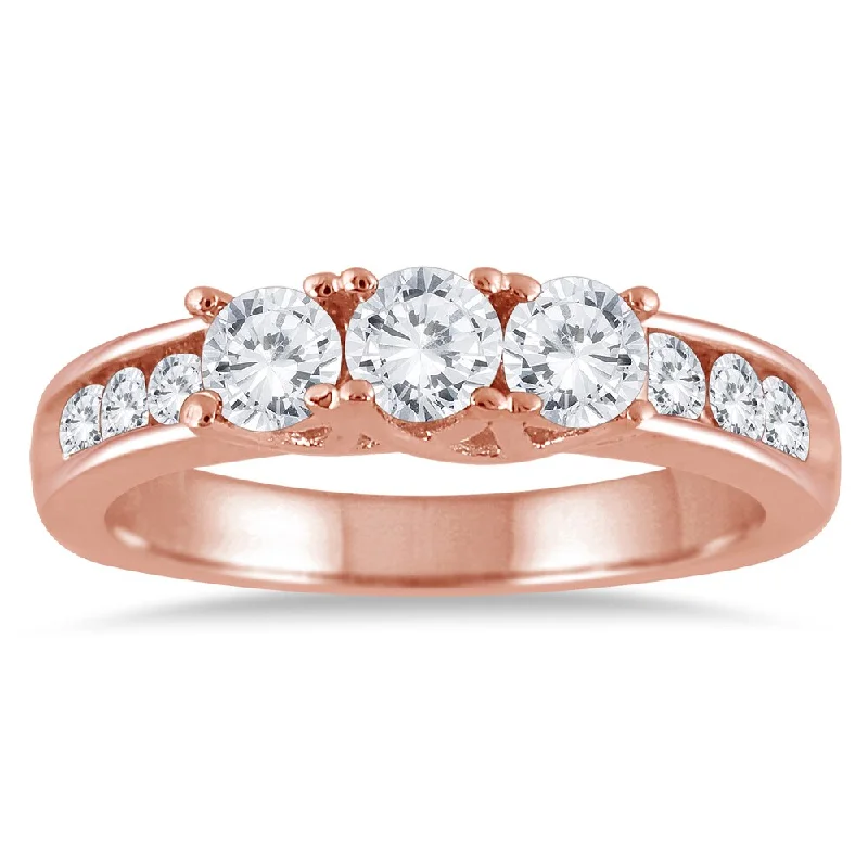 Marquee 10k Rose Gold 1ct TDW Diamond Three-stone Ring