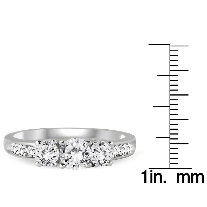 Marquee 10K White Gold 1ct TDW Round Diamond Three Stone Ring