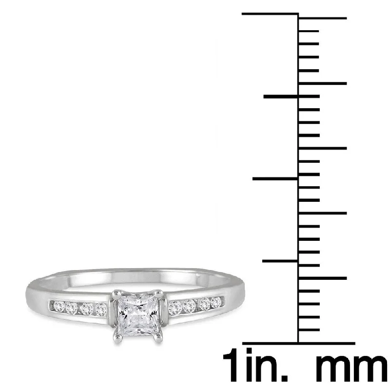 Marquee 14K White Gold 1/3 Carat Princess Cut Diamond Ring