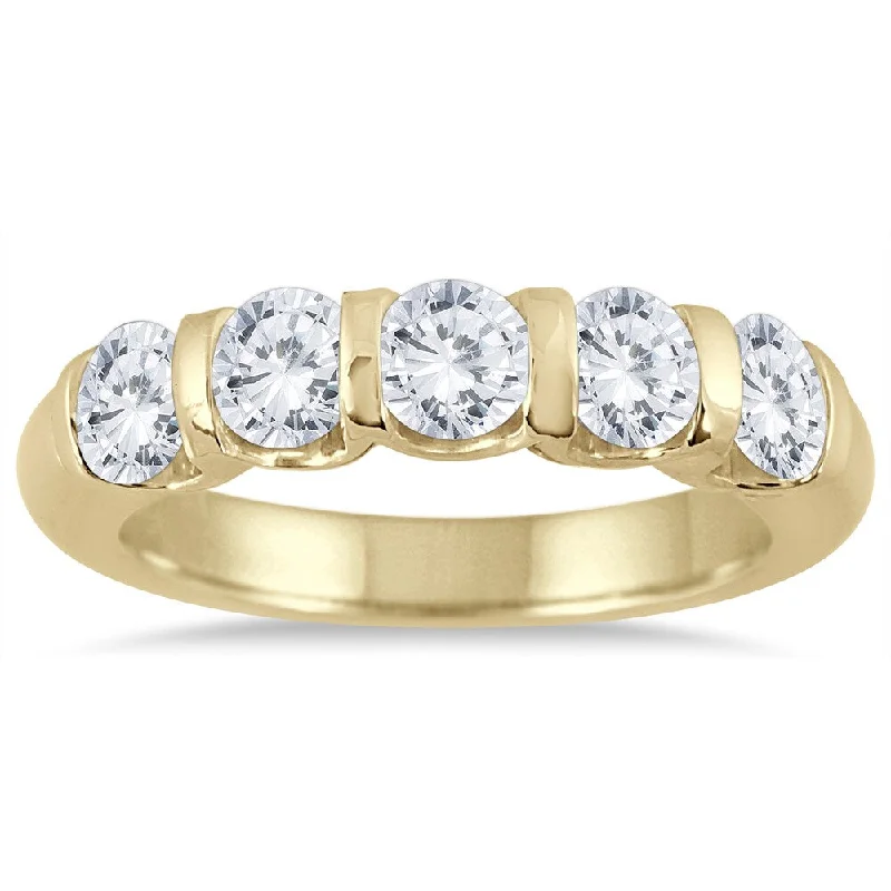 Marquee Jewels 14K Yellow Gold 1 1/2ct TDW 5-Stone Diamond Band (J-K, I2-I3)