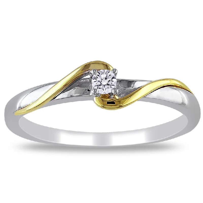 Miadora 10k 2-tone White and Yellow Gold Diamond Accent Bypass Promise Ring