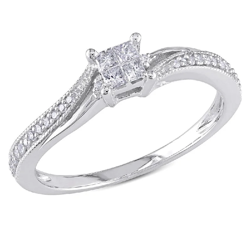 Miadora 10k White Gold 1/5ct TDW Diamond Ring