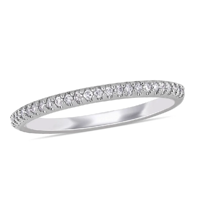 Miadora 14k White Gold 1/8ct TDW Diamond Stackable Wedding Band