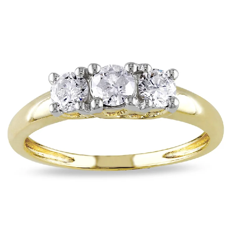 Miadora 14k Yellow Gold 1/2ct TDW Diamond 3-Stone Ring