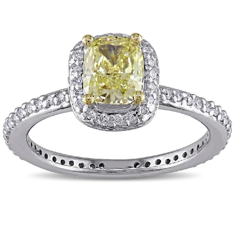 Miadora Signature Collection 14k White Gold 1 1/3ct TDW Yellow Diamond Ring