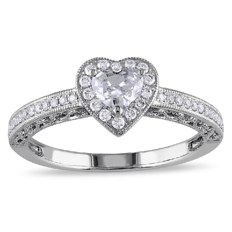 Miadora Signature Collection 14k White Gold 1/2ct TDW Diamond Heart Ring