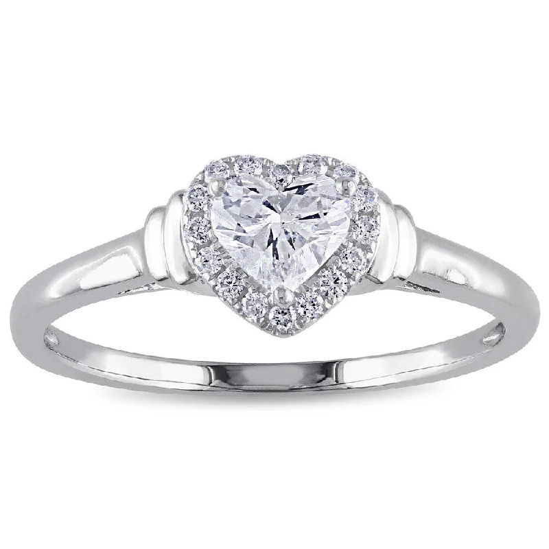 Miadora Signature Collection 14k White Gold 1/2ct TDW Heart Diamond Ring