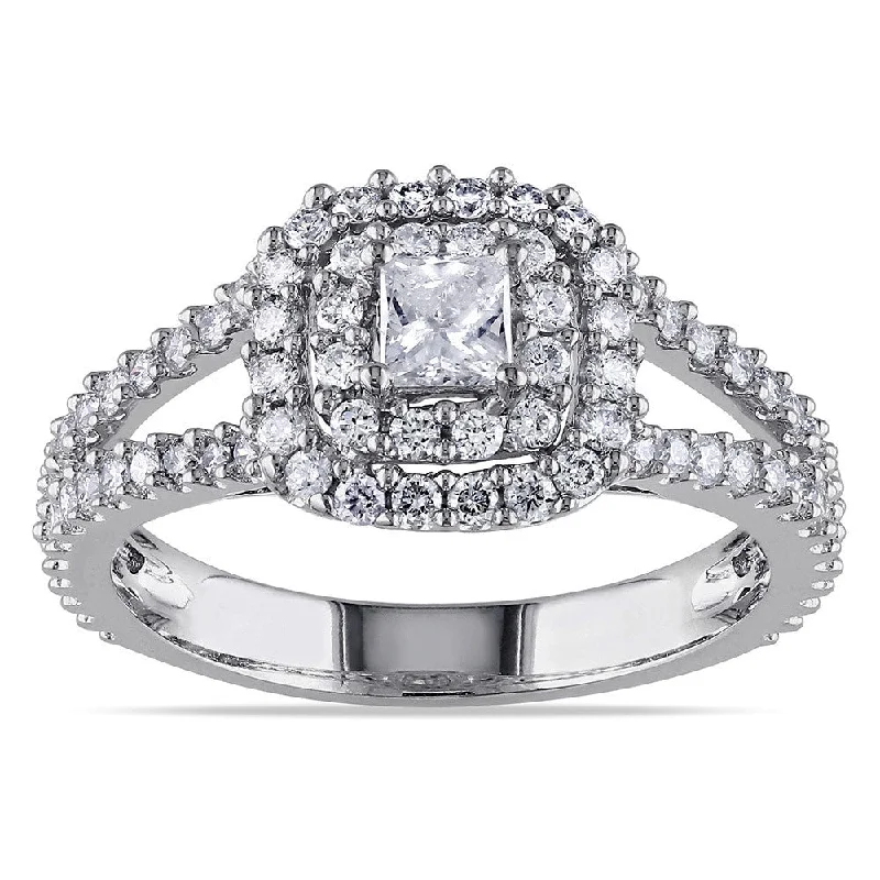 Miadora Signature Collection 14k White Gold 1ct TDW Halo Diamond Ring