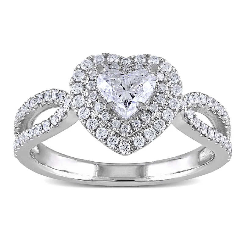 Miadora Signature Collection 14k White Gold 1ct TDW Heart Diamond Ring