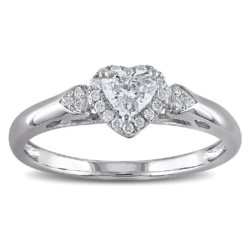 Miadora Signature Collection 14k White Gold 2/5ct TDW Diamond Heart Ring