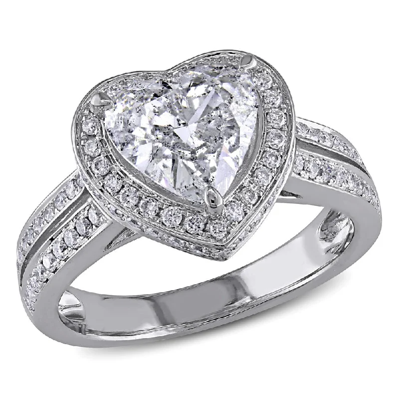 Miadora Signature Collection 14k White Gold 2ct TDW Diamond Heart Ring