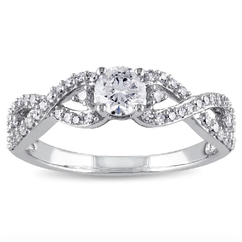 Miadora Signature Collection 14k White Gold 3/4ct TDW Infinity Diamond Promise Ring