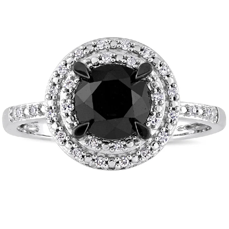 Miadora Signature Collection Signature Collection 14k White Gold 1-5/8ct TDW Black and White Diamond