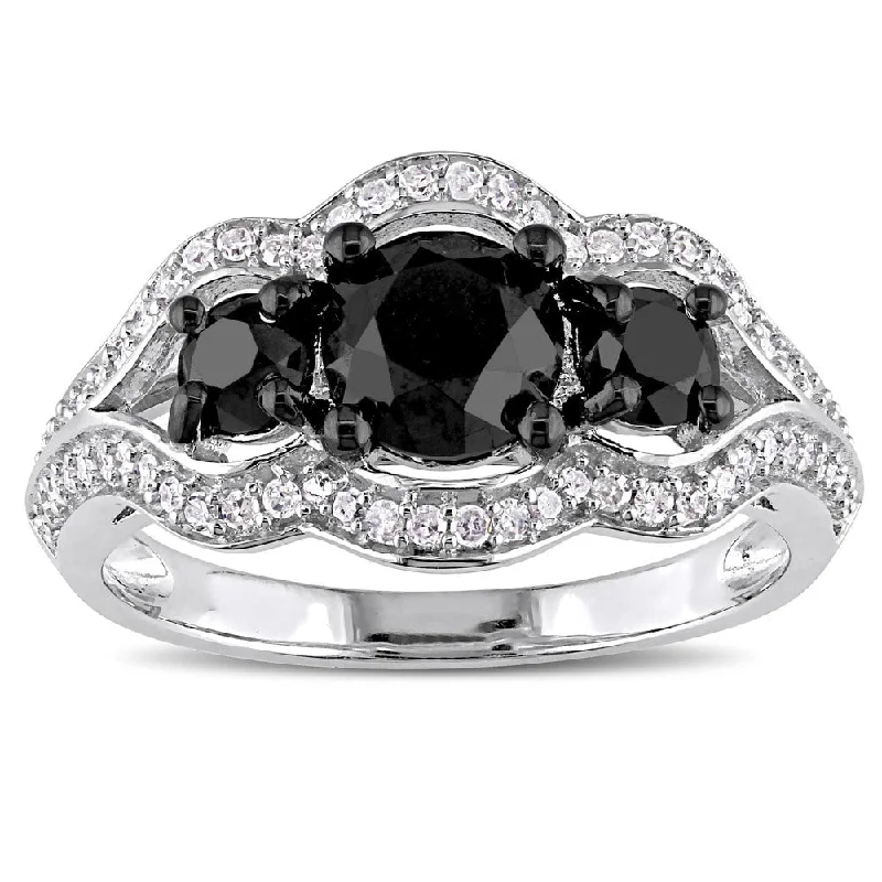 Miadora Signature Collection White Gold With Black Rhodium 1 3/4Ct TDW Black & White Diamond 3-S