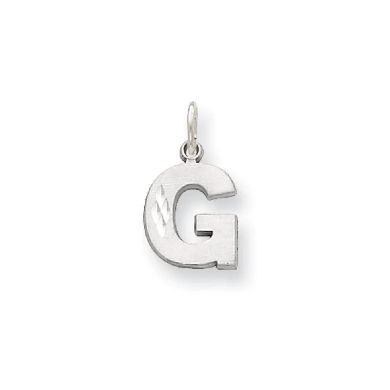 Retro - Inspired Art Deco - Patterned Pendant in Silver for Vintage LoversAmethyst - Faceted Pendants with Silver - Wire Wrapping14k White Gold, Julia Collection, Small Satin Block Initial G Pendant