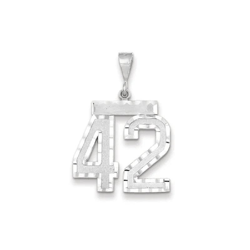 Double - Heart Pendant with Interlocking Design for CouplesCoral - Trimmed Pendants with Seashell and Pearl Accents14k White Gold, Varsity Collection, Large D/C Pendant, Number 42