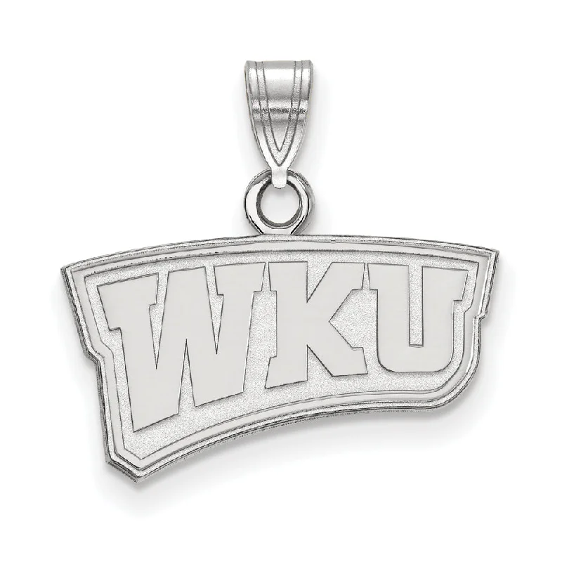 Customized Birthstone Pendant with Engraved Name for a Personalized TouchHand - Carved Wooden Pendants with Folk - Art Motifs14k White Gold Western Kentucky U. Small 'WKU' Pendant