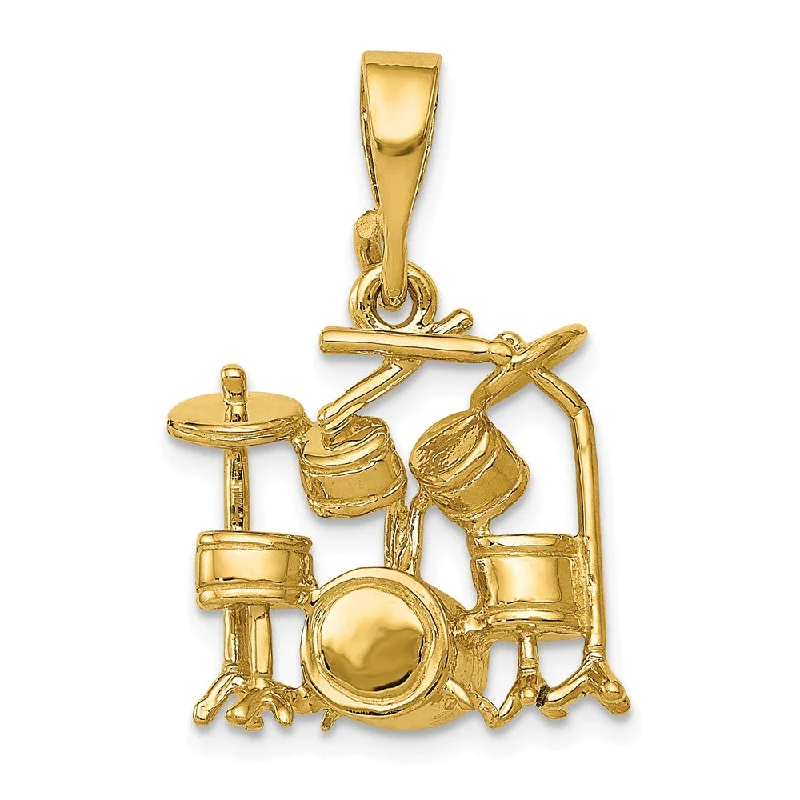 Double - Heart Pendant with Interlocking Design for CouplesCoral - Trimmed Pendants with Seashell and Pearl Accents14k Yellow Gold 2D Polished Drum Set Pendant