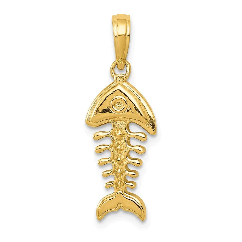 Military - Inspired Dog Tag Pendant with Engraved Service NumbersBone - Carved Pendants with Tribal - Inspired Symbols14k Yellow Gold 3D Polished Fishbone Pendant