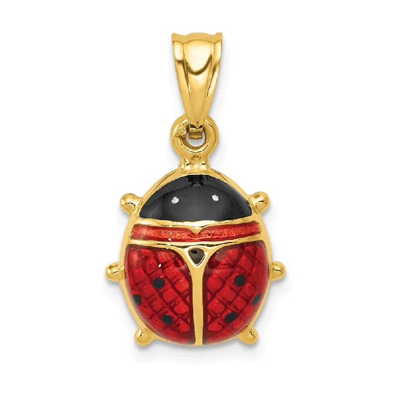 Water - Resistant Stainless Steel Diving - Themed Pendant for DiversLeather - Wrapped Pendants with Brass Stud Embellishments14k Yellow Gold 3D Red Enameled Ladybug Pendant, 15mm