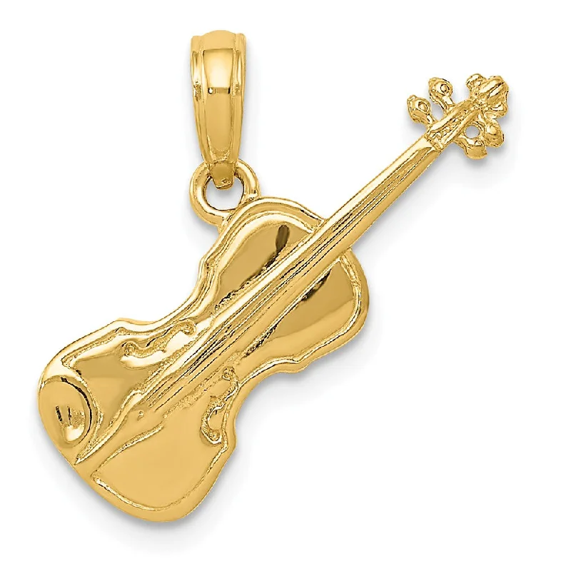 Magnetic - Locking Pendant with Hidden Compartment for Secret MessagesRose - Quartz Pendants with Heart - Shaped Cutouts14k Yellow Gold 3D Violin Pendant