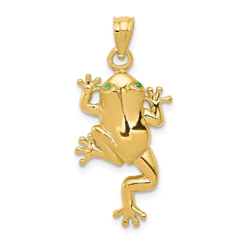 Double - Heart Pendant with Interlocking Design for CouplesCoral - Trimmed Pendants with Seashell and Pearl Accents14k Yellow Gold and Enamel 2D Green Eyed Polished Frog Pendant