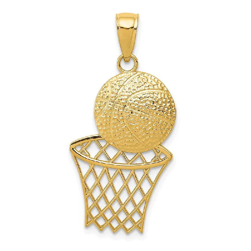 Handmade Leather - Wrapped Crystal Pendant for a Bohemian AestheticCrystal - Encrusted Pendants in the Shape of a Crown14k Yellow Gold Diamond Cut Basketball and Net Pendant