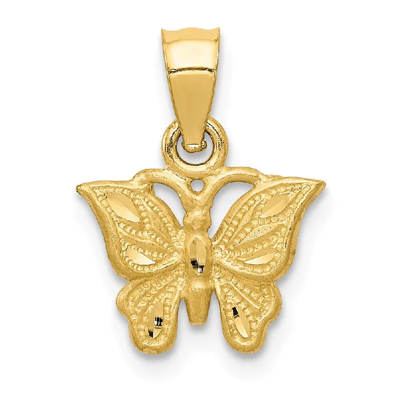 Retro - Inspired Art Deco - Patterned Pendant in Silver for Vintage LoversAmethyst - Faceted Pendants with Silver - Wire Wrapping14k Yellow Gold Diamond Cut Butterfly Pendant, 11mm