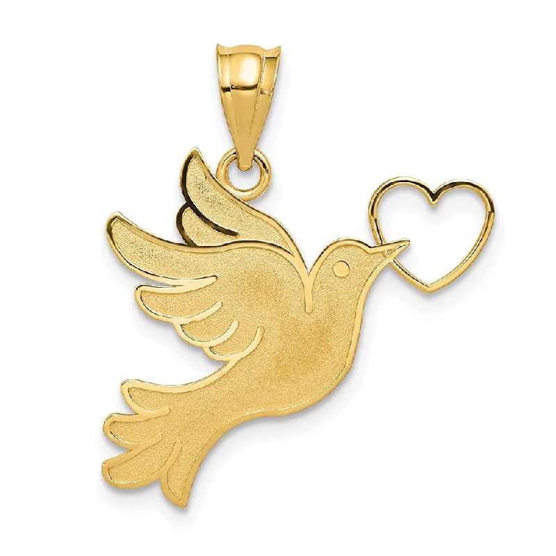 Laser - Cut Woodland Scene Pendant for Nature EnthusiastsStainless Steel Pendants with Laser - Etched Motivational Quotes14k Yellow Gold Dove with Heart Pendant