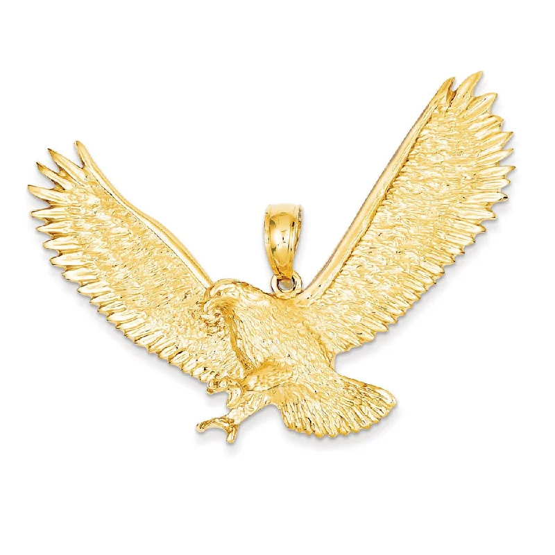 Customized Birthstone Pendant with Engraved Name for a Personalized TouchHand - Carved Wooden Pendants with Folk - Art Motifs14k Yellow Gold Extra Large 3D Textured Eagle Pendant