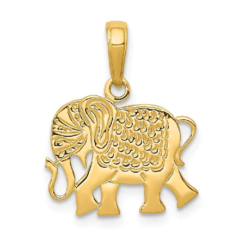 Military - Inspired Dog Tag Pendant with Engraved Service NumbersBone - Carved Pendants with Tribal - Inspired Symbols14k Yellow Gold Flat Circus Elephant Pendant