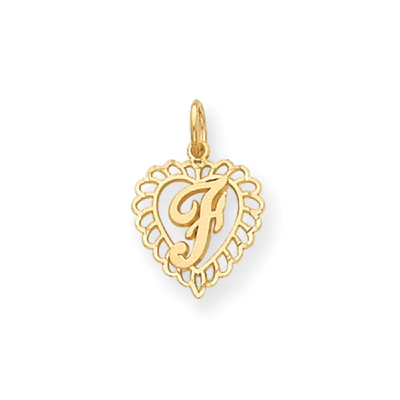 Water - Resistant Stainless Steel Diving - Themed Pendant for DiversLeather - Wrapped Pendants with Brass Stud Embellishments14k Yellow Gold, Grace Collection, Satin Heart Initial F Pendant, 15mm