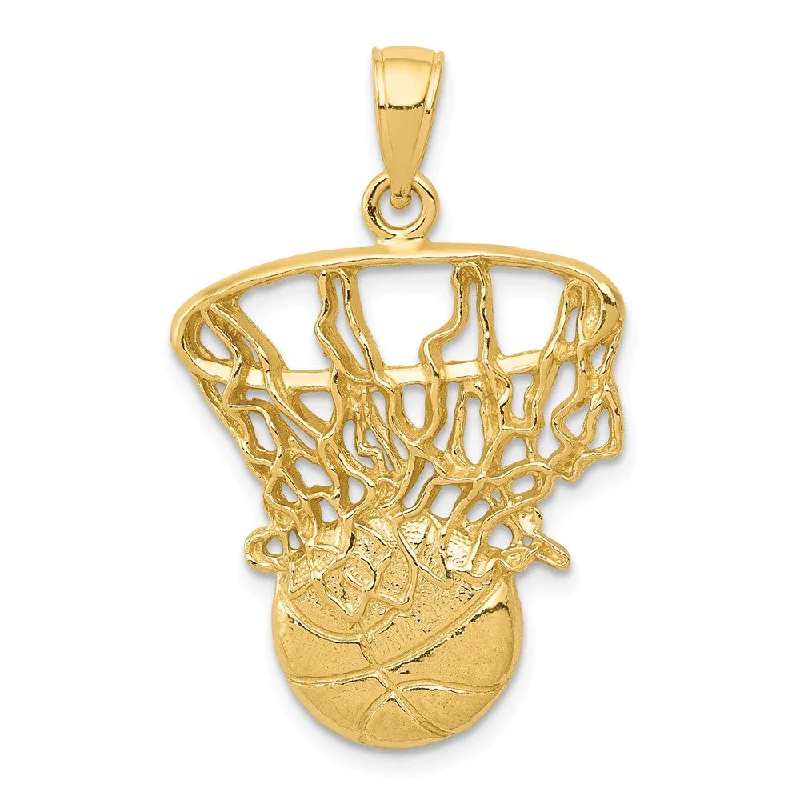 Laser - Cut Woodland Scene Pendant for Nature EnthusiastsStainless Steel Pendants with Laser - Etched Motivational Quotes14k Yellow Gold Large Swoosh Basketball Through Net Pendant