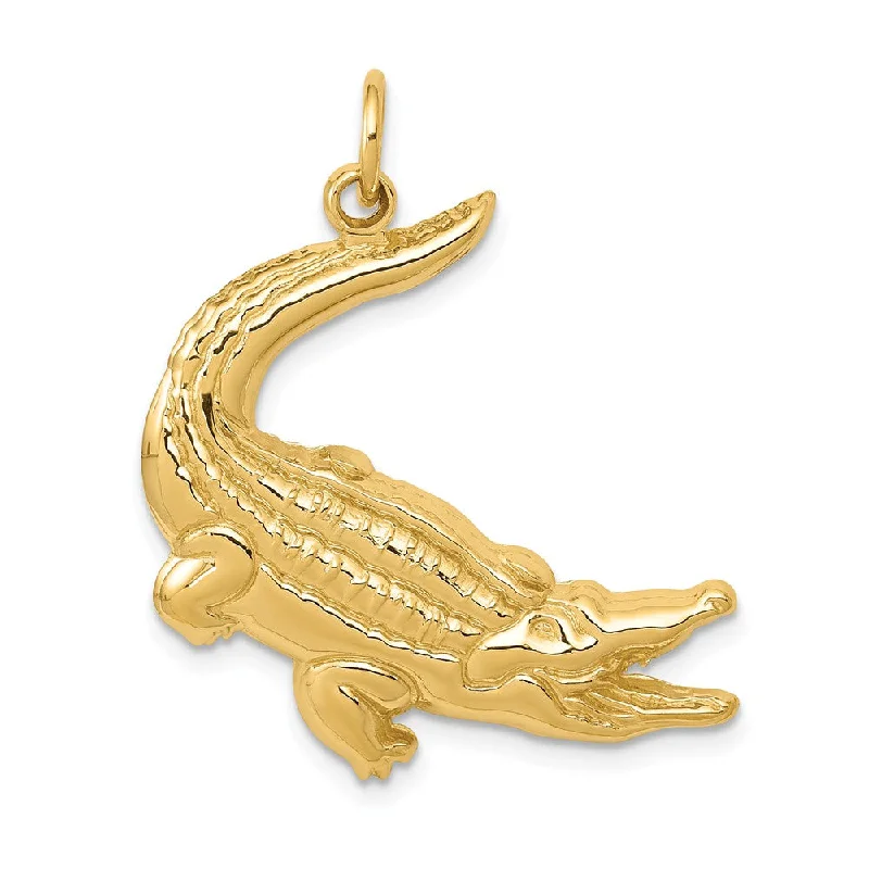 Water - Resistant Stainless Steel Diving - Themed Pendant for DiversLeather - Wrapped Pendants with Brass Stud Embellishments14k Yellow Gold Polished 2D Alligator Pendant